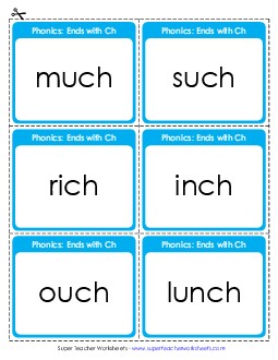 Flashcards: Words Ending with CH Phonics Digraphs Worksheet