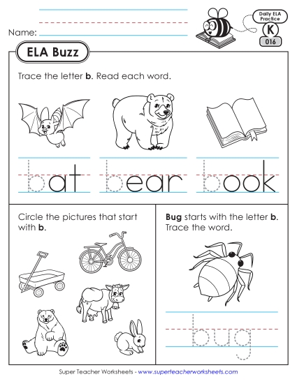 New Kindergarten ELA Buzz: Week 4<br>Worksheets 16 through 20 Worksheet New Kindergarten ELA Buzz: Week 4<br>Worksheets 16 through 20 Worksheet