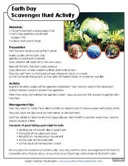 Earth Day Scavenger Hunt Worksheet