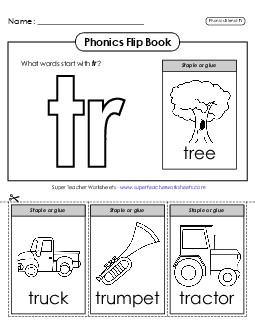 Phonics Flip Book (Tr-) Phonics Blends Worksheet