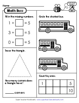 Math Buzz: Week 5 Worksheets 21 through 25 Daily Math Review Worksheet