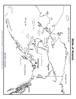 Labeled Alaska Map State Maps Worksheet