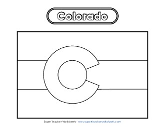 Colorado Flag Coloring Page States Individual Worksheet