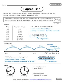 Elapsed Time (Advanced)  Worksheet