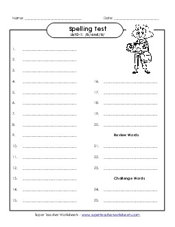 Spelling Test (D-1) Free Spelling D Worksheet