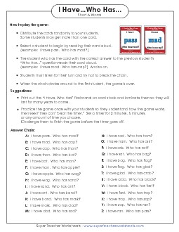 Short A Words Phonics Worksheet