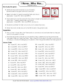 Temperature (Celsius) Measurement Worksheet