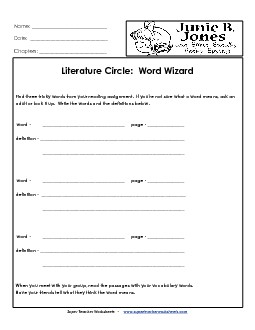 Lit. Circles: Word Wizard Book Junie Spying Worksheet