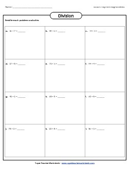 Division Boxes: 2-Digit Dividends Worksheet