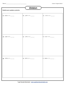 Division Boxes: 4-Digit Dividends Worksheet