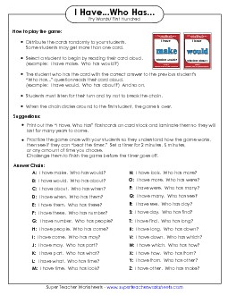 Fry: Level 1 Worksheet