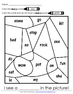 Mystery Picture: Short O Phonics Worksheet