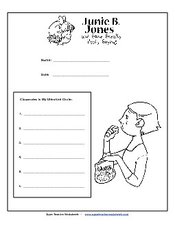 Lit. Circles: Cover Page Book Junie Spying Worksheet