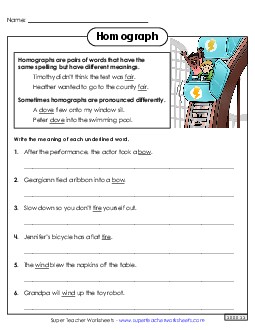 Homograph Sentences Free Homographs Worksheet