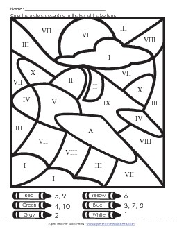 Mystery Picture: Airplane Romannumerals Worksheet