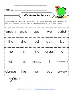 Make Sentences: Word Cards Stpatrick Worksheet