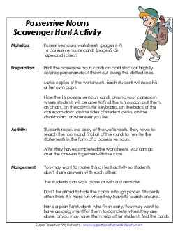 Possessive Noun Scavenger Hunt Nouns Worksheet