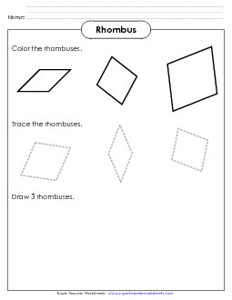 Rhombuses Geometry Worksheet