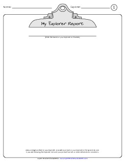 Explorer Report Explorers Worksheet