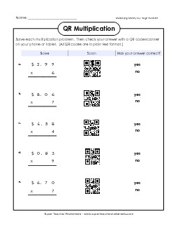 Multiplication (Money) Worksheet