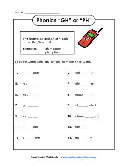 Ph or Gh? Phonics Worksheet