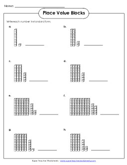 Place Value Blocks (2-Digit) Worksheet