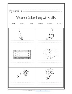 Writing Words that Start with BR Phonics Blends Worksheet