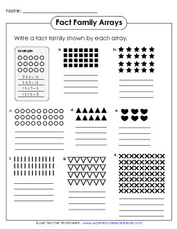 Array Fact Families Multiplication Worksheet