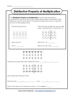 Distributive Property (Basic) Free Multiplication Worksheet