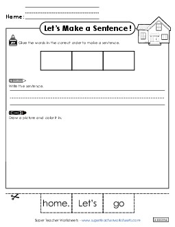 Build a Sentence: Home Sentences Basic Worksheet