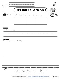 Build a Sentence: Happy Sentences Basic Worksheet