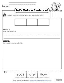 Build a Sentence: How are you? Sentences Basic Worksheet