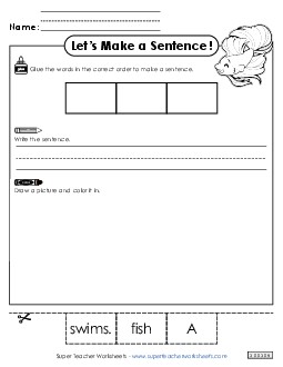 Build a Sentence: Fish Sentences Basic Worksheet