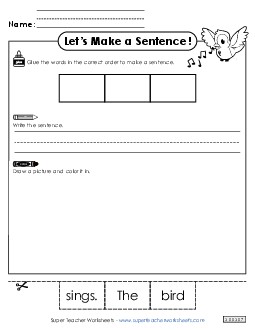 Build a Sentence: Bird Sentences Basic Worksheet