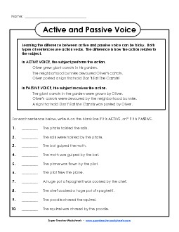 Identify Active and Passive Voice Worksheet 1 Free Worksheet