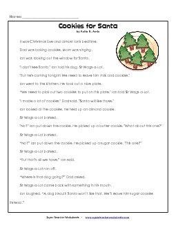 Cookies for Santa Christmas Worksheet