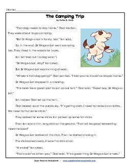 The Camping Trip 1st Grade Reading Comprehension Worksheet