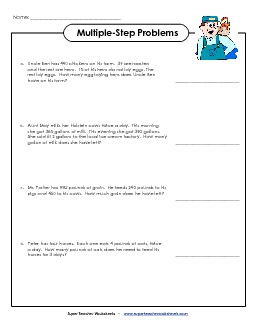 Multiple Step, Intermediate #2 Free Multiple Step Problems Worksheet