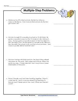 Multiple Step, Intermediate #4 Multiple Step Problems Worksheet