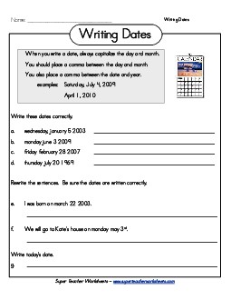 Writing Dates Worksheet