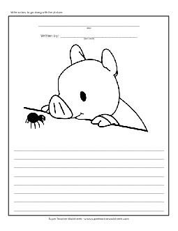 Pig and Spider Writing Storypics Worksheet