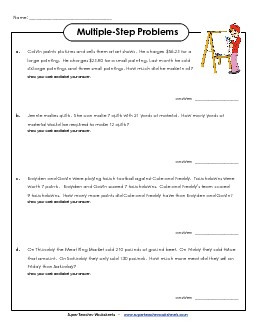 Multiple Step, Advanced #1 Free Multiple Step Problems Worksheet