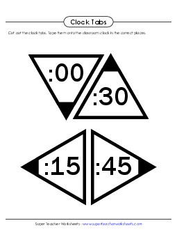 Triangular Clock Tabs Time Worksheet