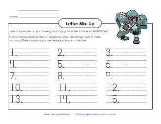 Super Bowl Letter Mix-Up (Primary) Free Football Worksheet