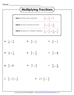 Multiplying Fractions (Introduction) Worksheet