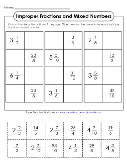 Cut-and-Glue #2 Fractions Worksheet