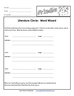 Lit. Circles: Word Wizard Books Worksheet