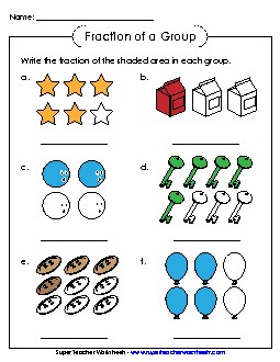 Fractions of a Set (Very Basic) Worksheet