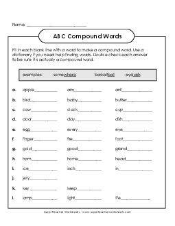 ABC Compound Words Worksheet