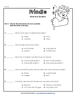 Whole Book Questions Books Worksheet